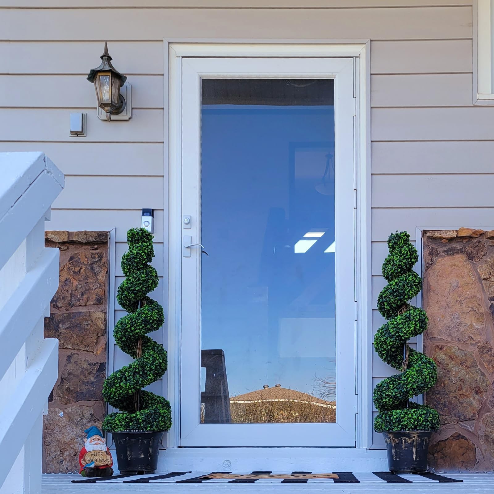 4 Ft Artificial Boxwood Spiral Topiary Tree, Fake Greenery Plants for Porch Home