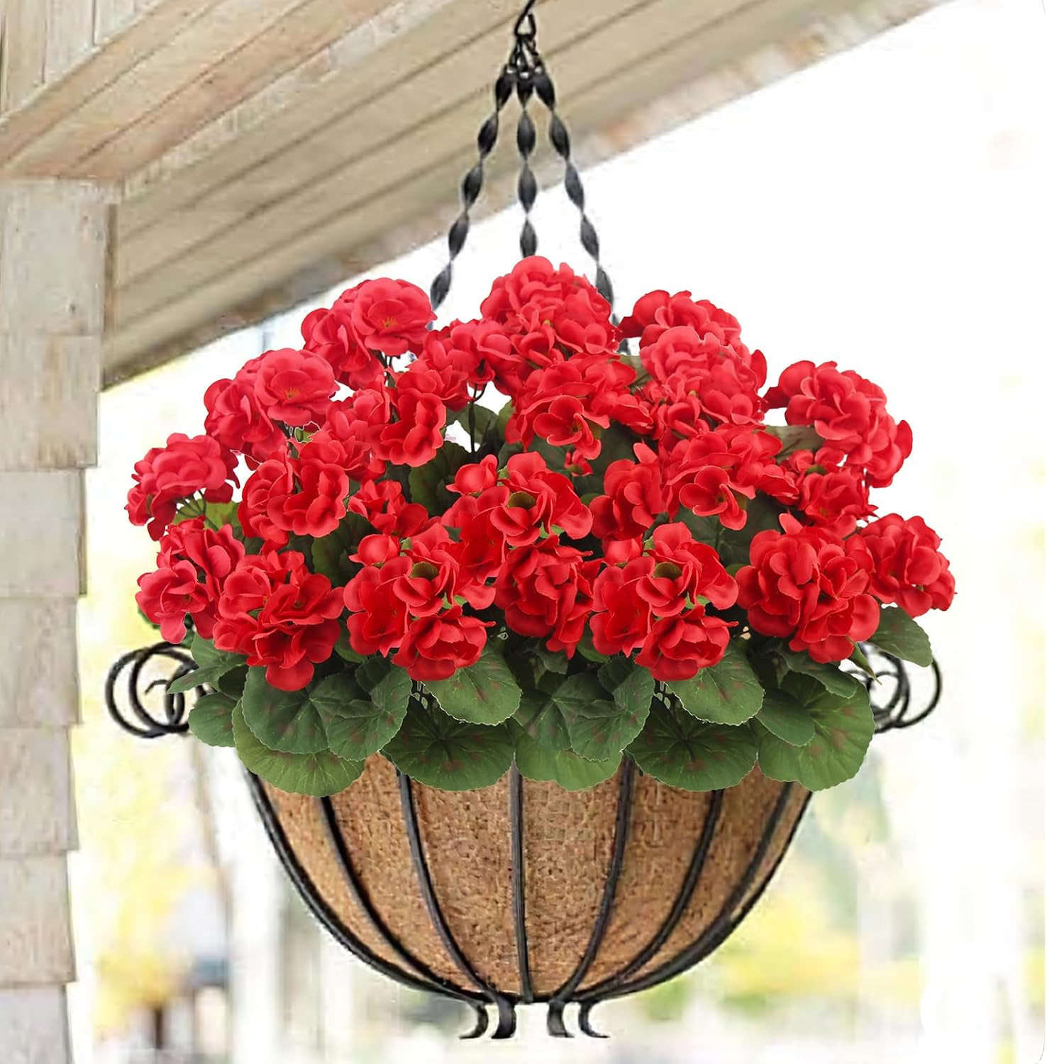 3 Pcs Artificial Geraniums Flowers Silk Geraniums for Outdoors UV Resistant Red
