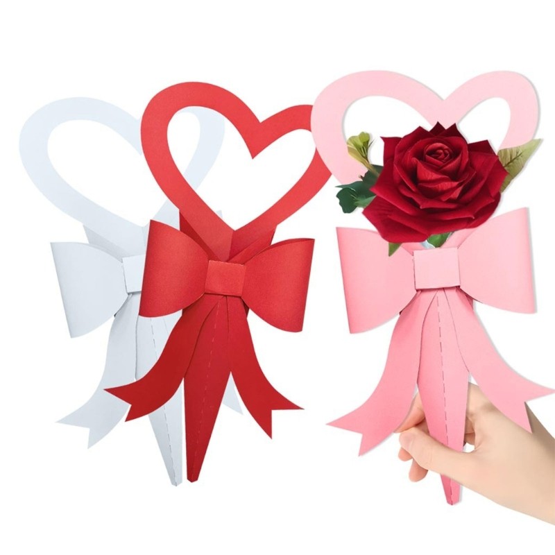 Romance Bowknot Design DIY Flower Bouquet Packaging Box for Valentines Gift