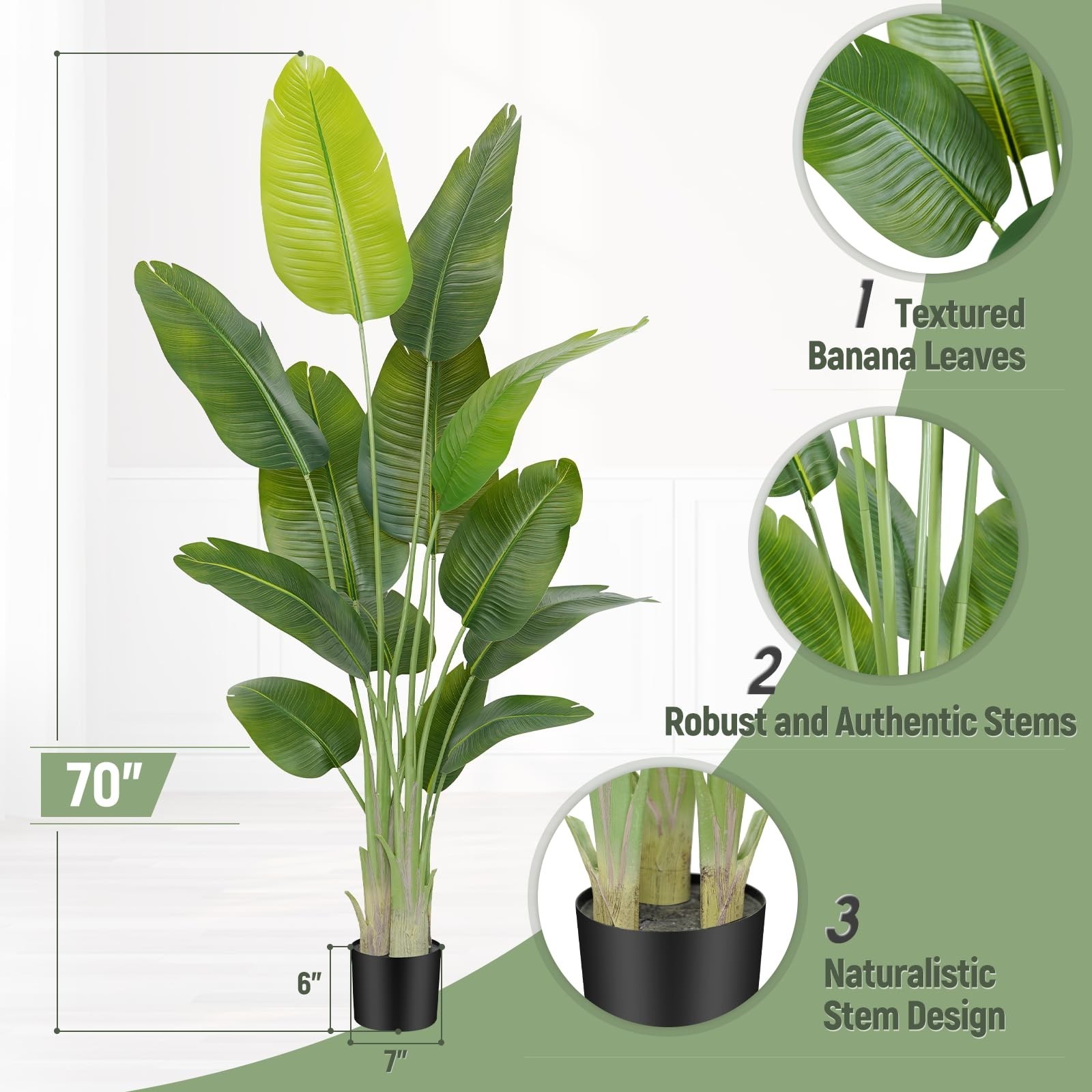 Lifelike 6ft Artificial Bird of Paradise Plant – Faux Banana Leaf Tree for Home