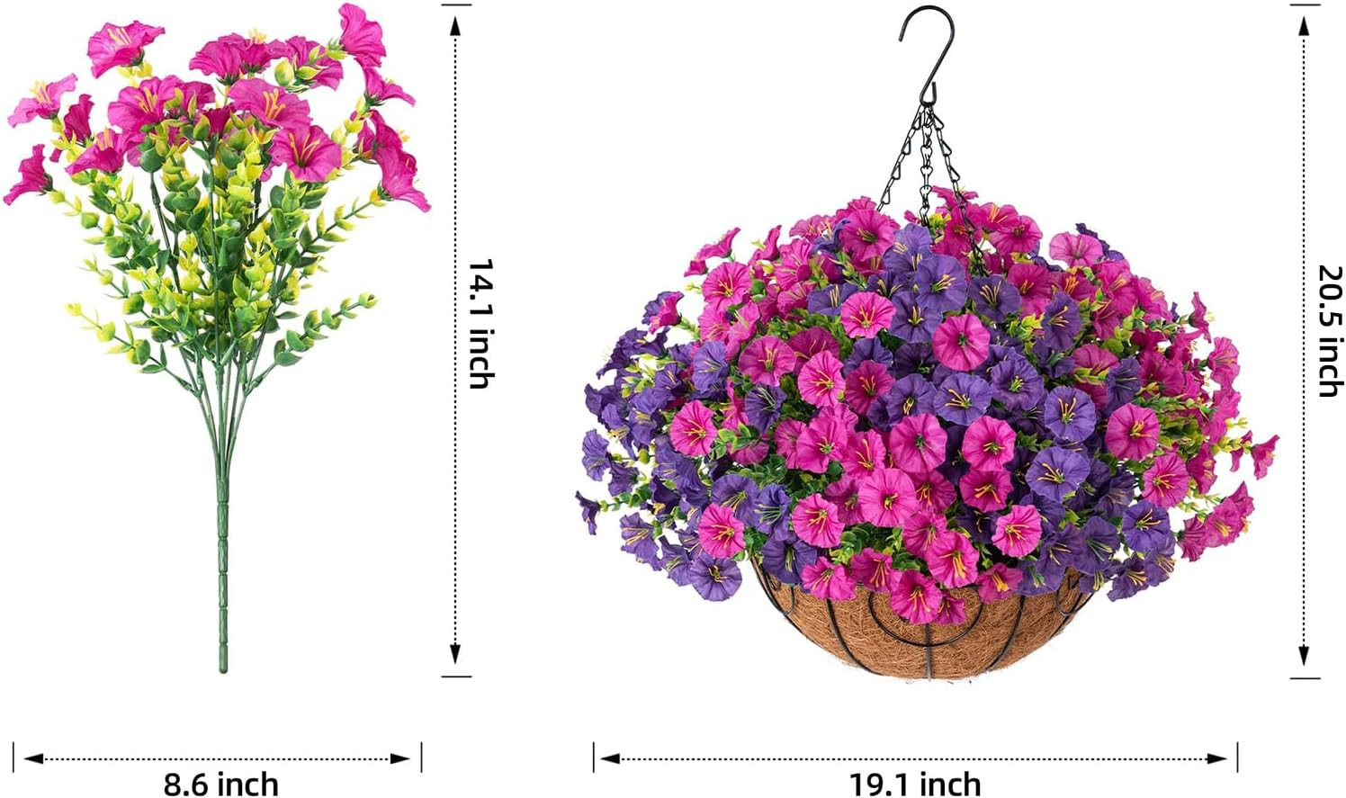 UV Resistant Faux Morning Glory Hanging Flowers for Outdoor Decor