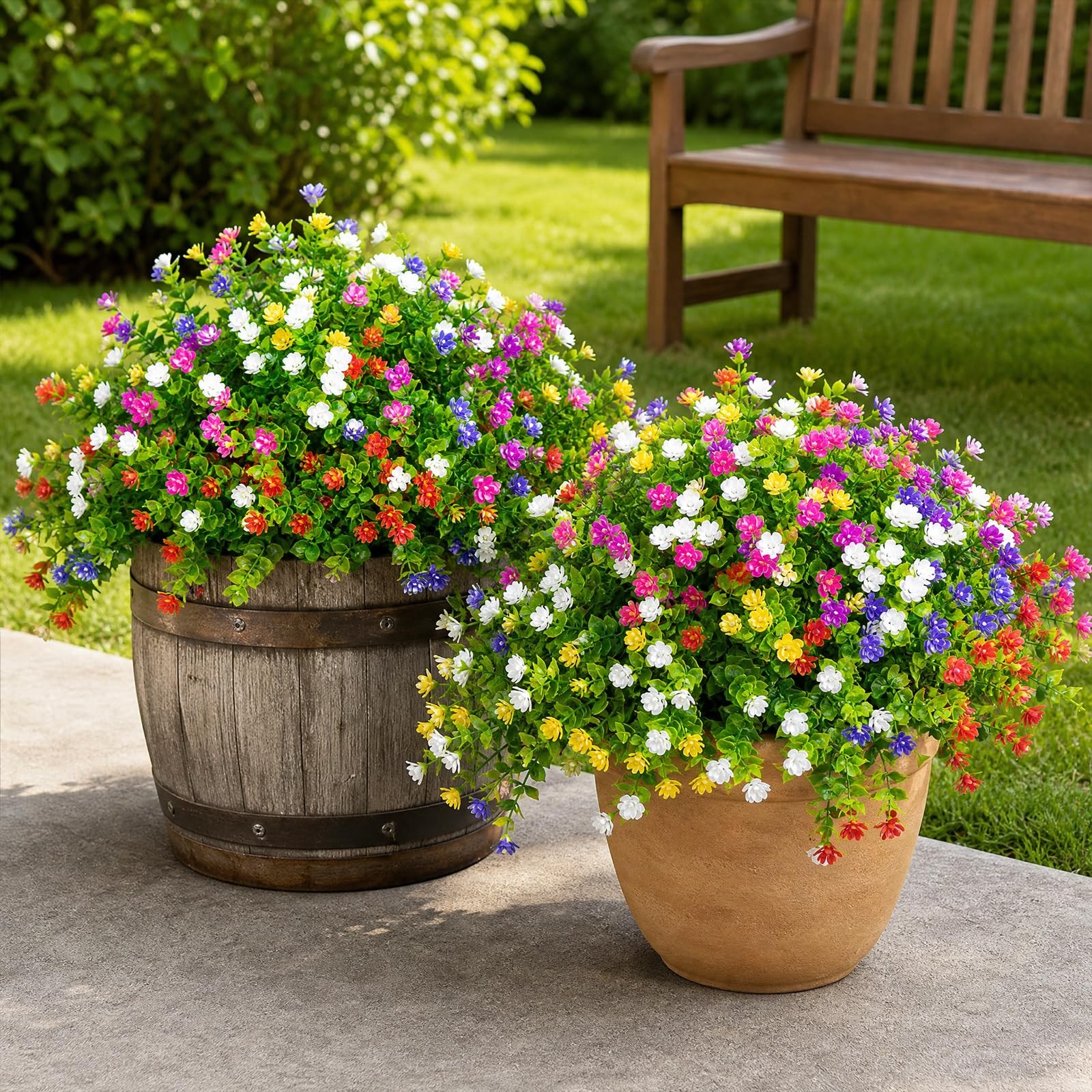 12 Bundles Artificial Flowers for Outdoors, No Fade Fake Plastic Flowers, UV …