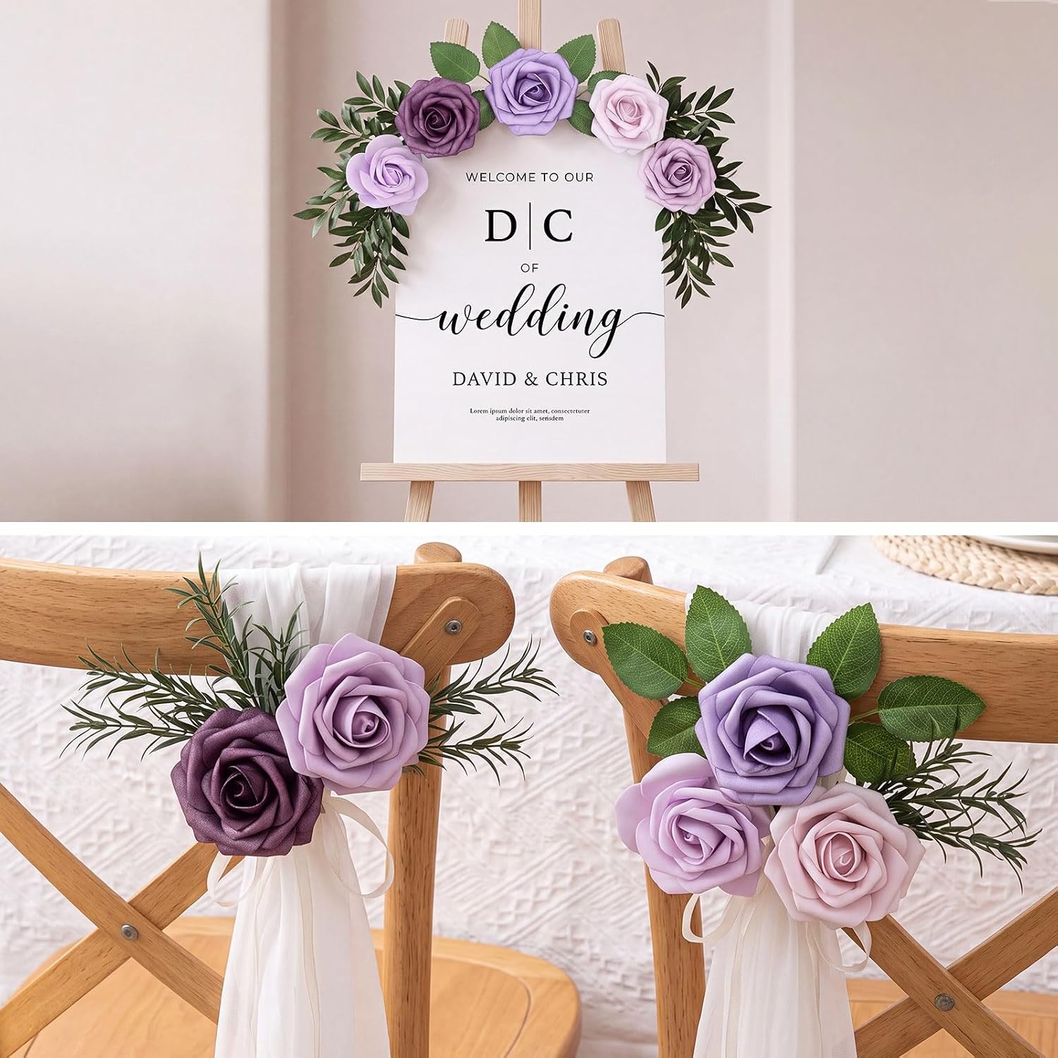 Artificial Foam Rose Flower Faux Rose Flower with Stems for DIY Wedding Bouquets