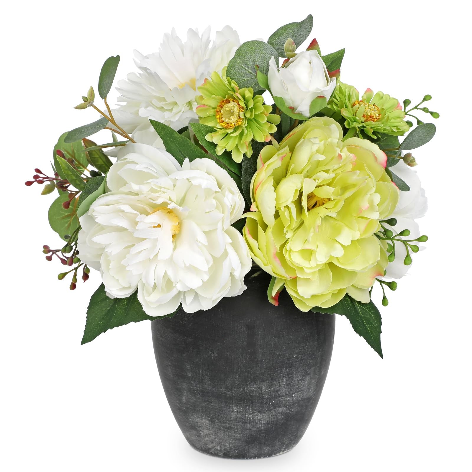 White Silk Flowers Arrangement In Vase Faux Floral Centerpiece Spring Table