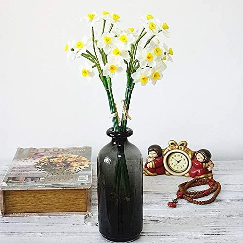 2 Bunches Latex Artificial Daffodils Bulbs Flowers Bouquet White