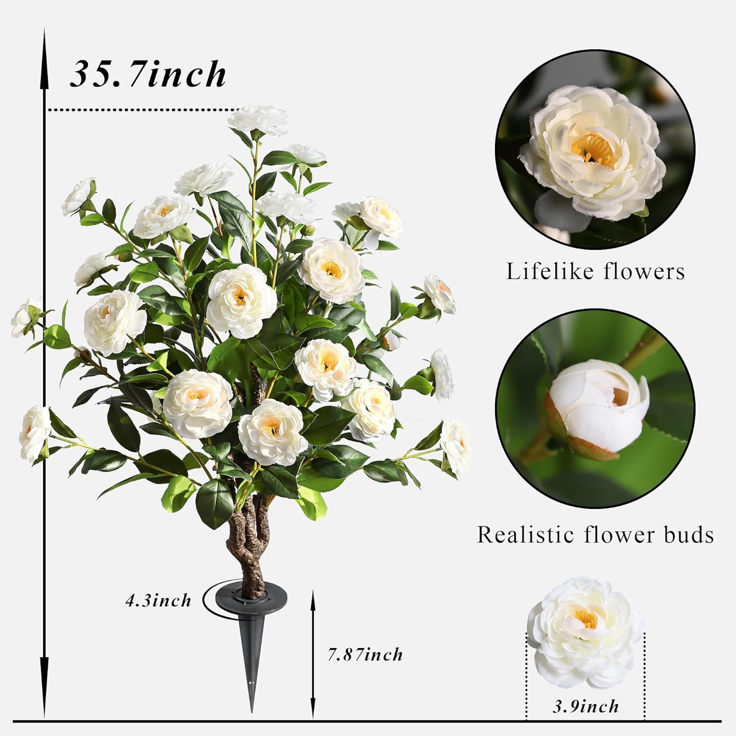 36” Artificial Camellia Tree – 2 Pack Faux Floral Plants for Home & Office Deco