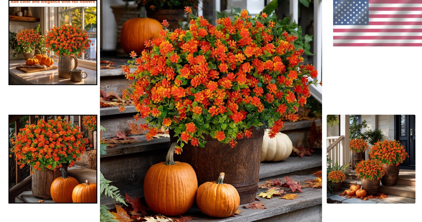 No-Fade 12 Bundles of Artificial Mums – Perfect for -Round Outdoor Decor