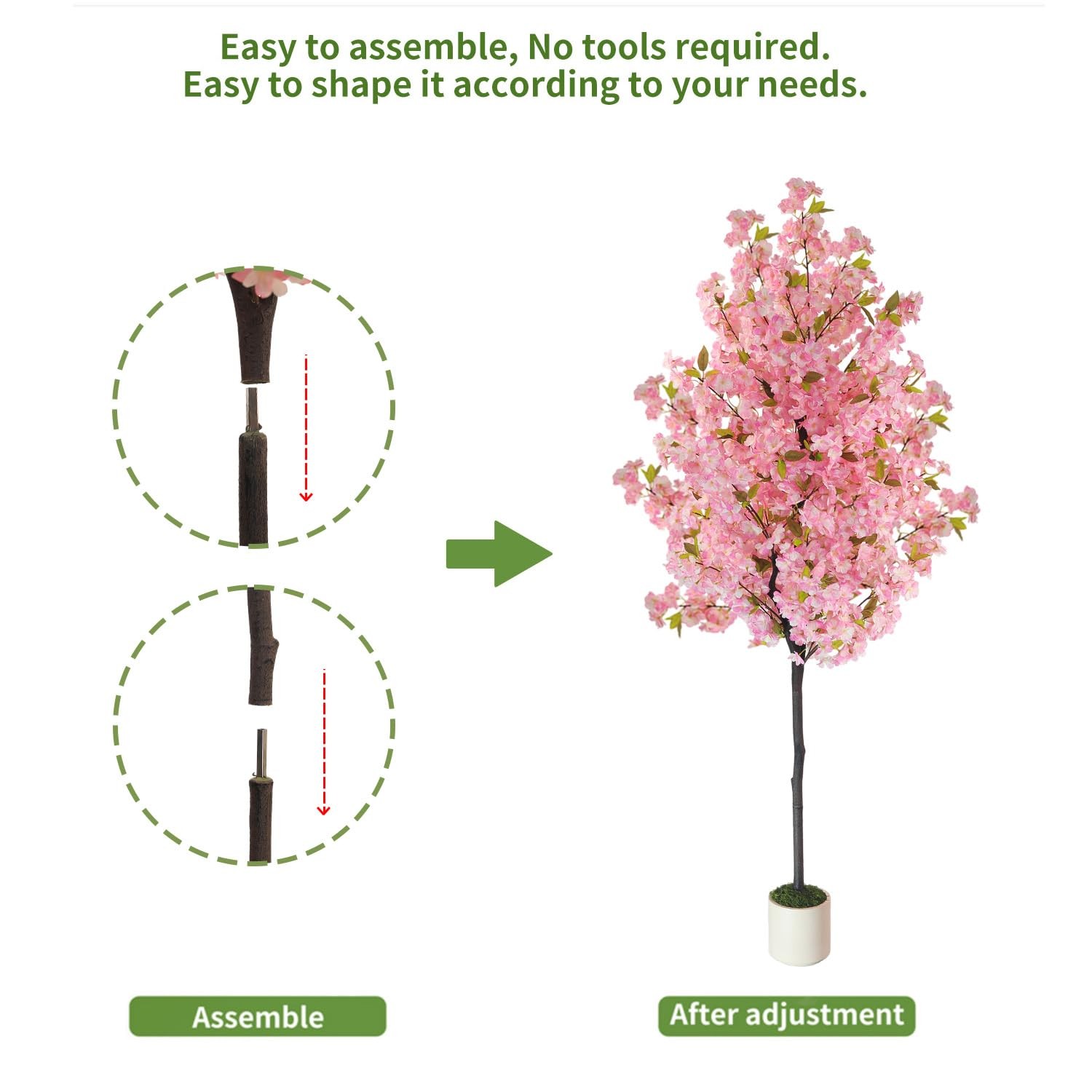 Artificial Cherry Blossom Tree 6FT Pink: Realistic Fake Sakura Flowers Plant,…
