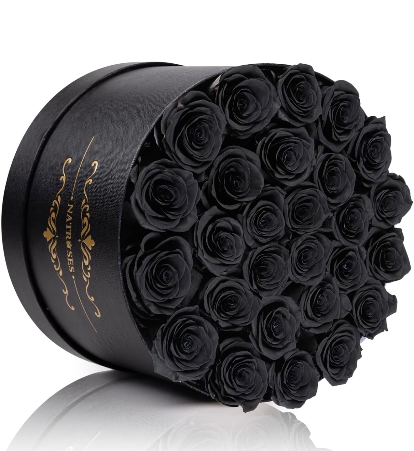 NATROSES Forever Preserved Roses in a Box, 100% Real 27 Black