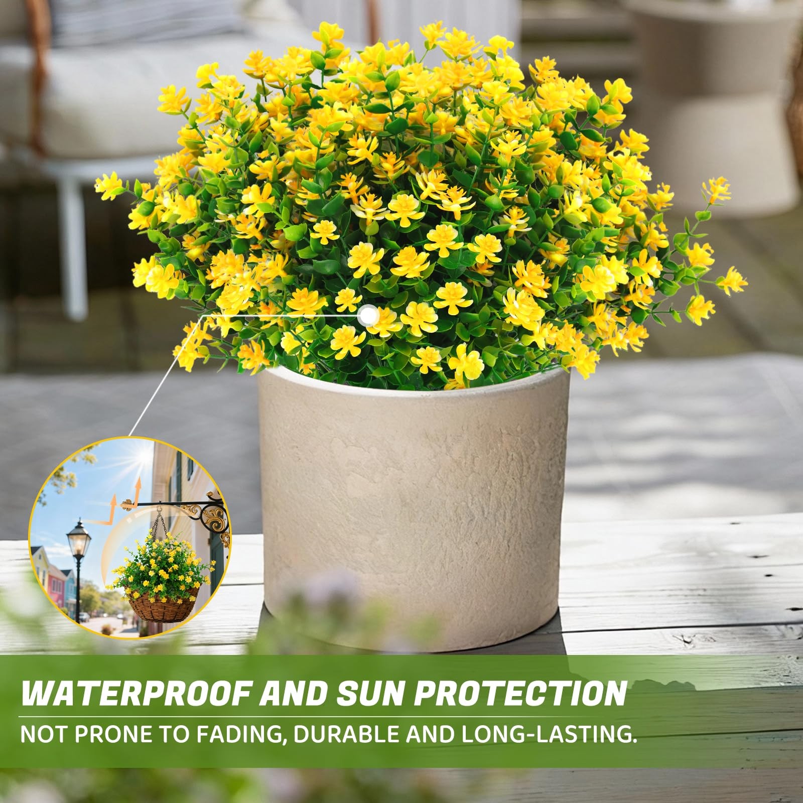 12 Bundles Yellow Artificial Flowers Fake Yellow Flowers UV Outdoor Florals