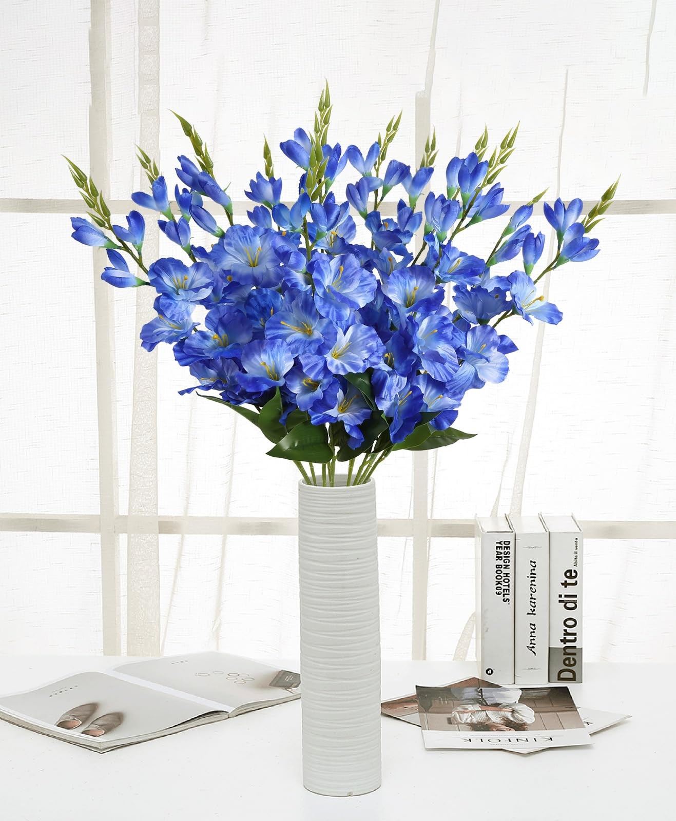 Royal Blue Gladiolus Artificial Flowers 10PCS 30in Silk Fake Gladiolus Flower…