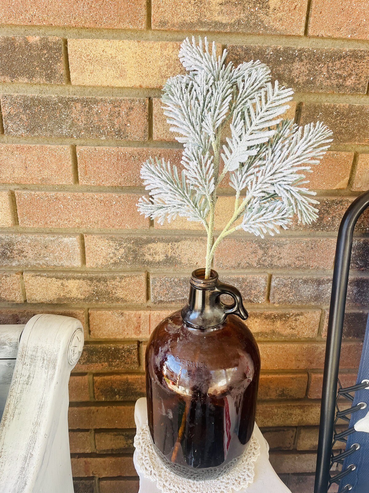 Flocked Pine Pick, 24” Christmas Or Winter
