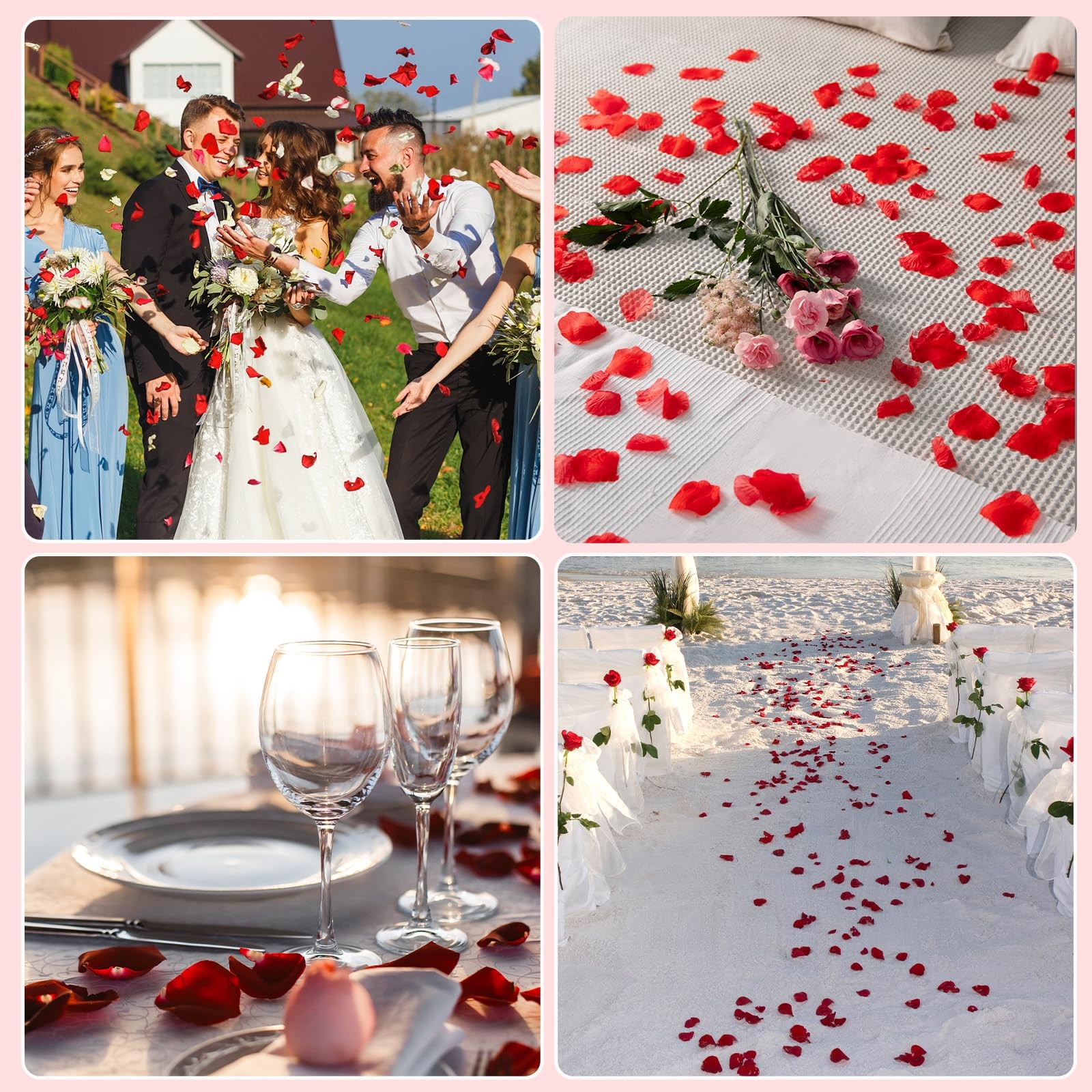 2000 PCS Dark Red Silk Rose Petals Artificial Flower Valentine Wedding Decor
