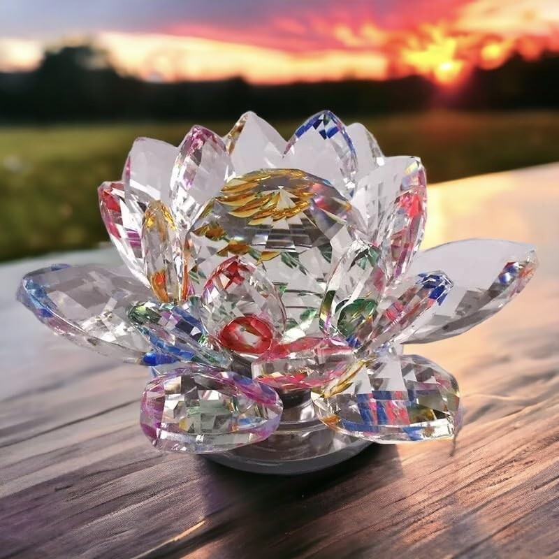 Home Decor Items Positive Energy fengshui Crystal Lotus Flower 8.5 X 8.5 X 5 CM