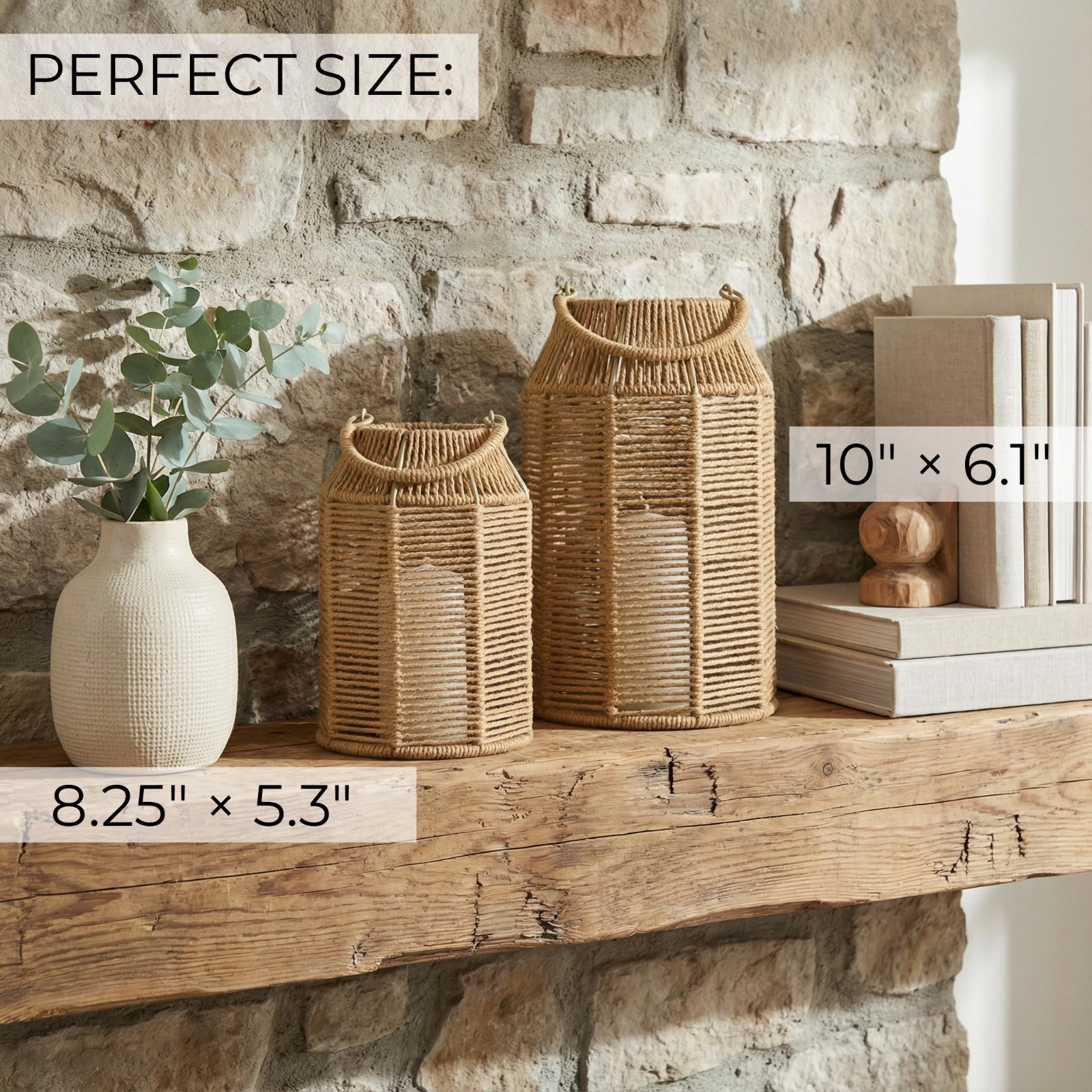Handcrafted Natural Jute Boho Lanterns – Modern Farmhouse Decor for Home & Patio