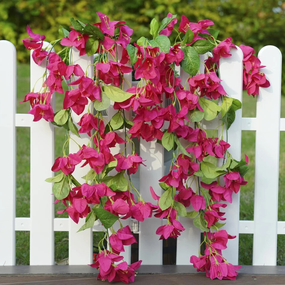 Artificial Bougainvillea Faux Flowers Plants for Outdoor Outside Spring Decor…