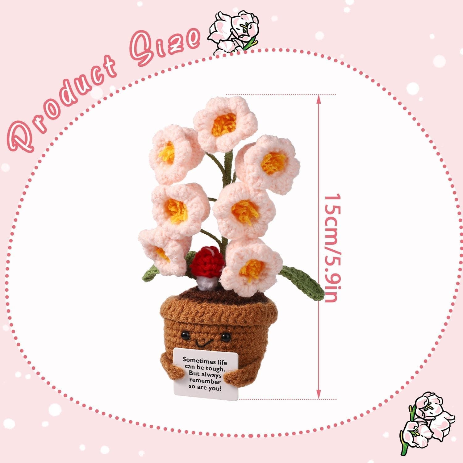 Positive Flower Positive Support Crochet Flower Knitted Plant for Gifts