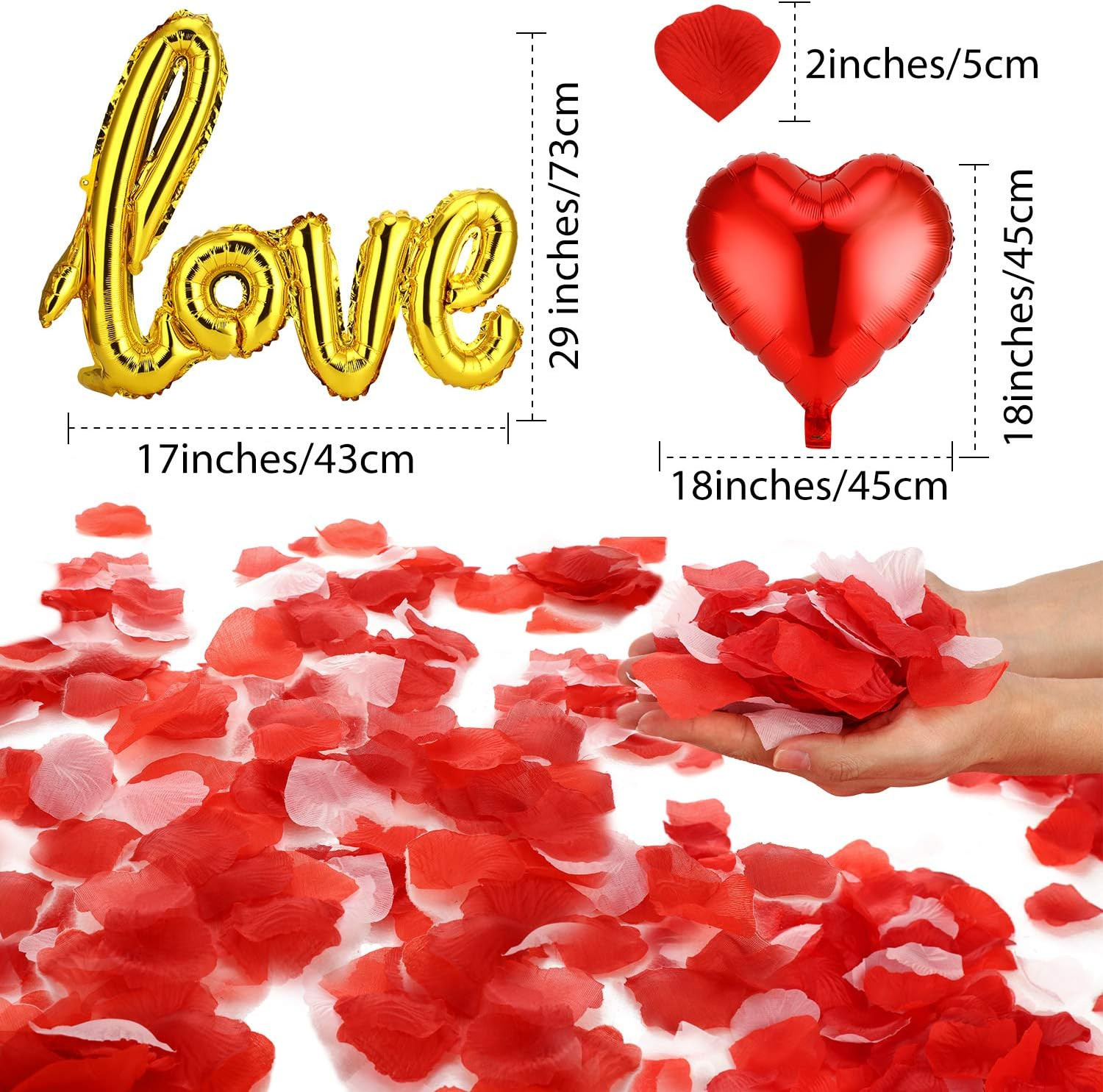 Valentines Day Red Wedding Decorations Artificial Petals Heart Shaped Love Foil