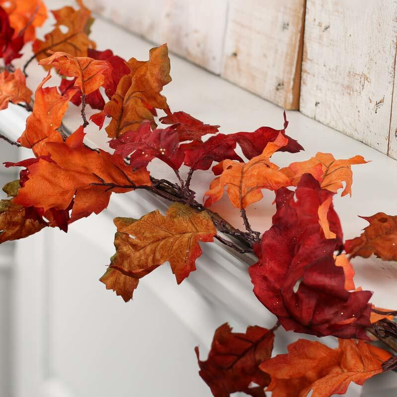 5 Foot Long Sparkling Fall Artificial Maple Leaf Garland