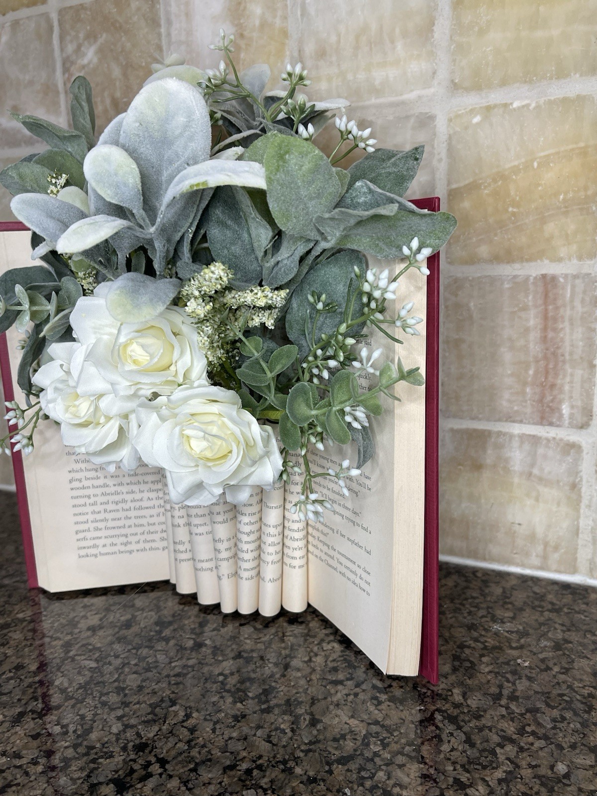 Upcycled Book Vase with White Roses | Book Lover Decor, Book Girlie, Reader Gift