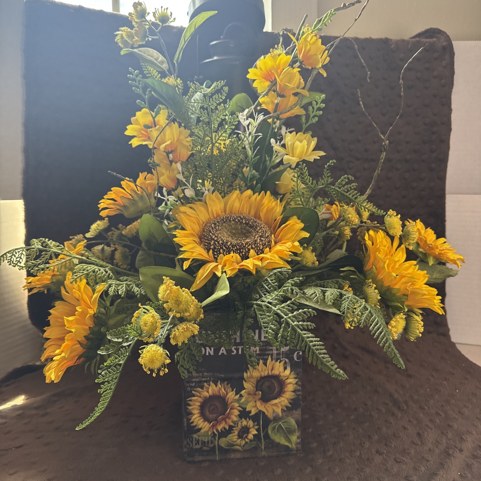 Sunshine On Stem Beautiful Sunflower Rustic Country Cottage Farmhouse DECOR21x18