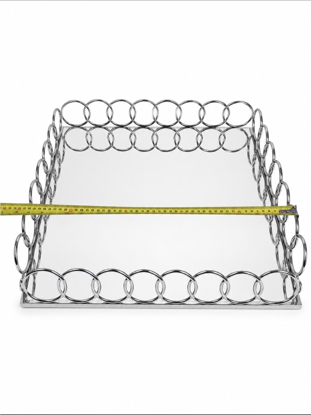 BRAND NEW American Atelier 1332766 Looped Square Mirror Tray, Silver