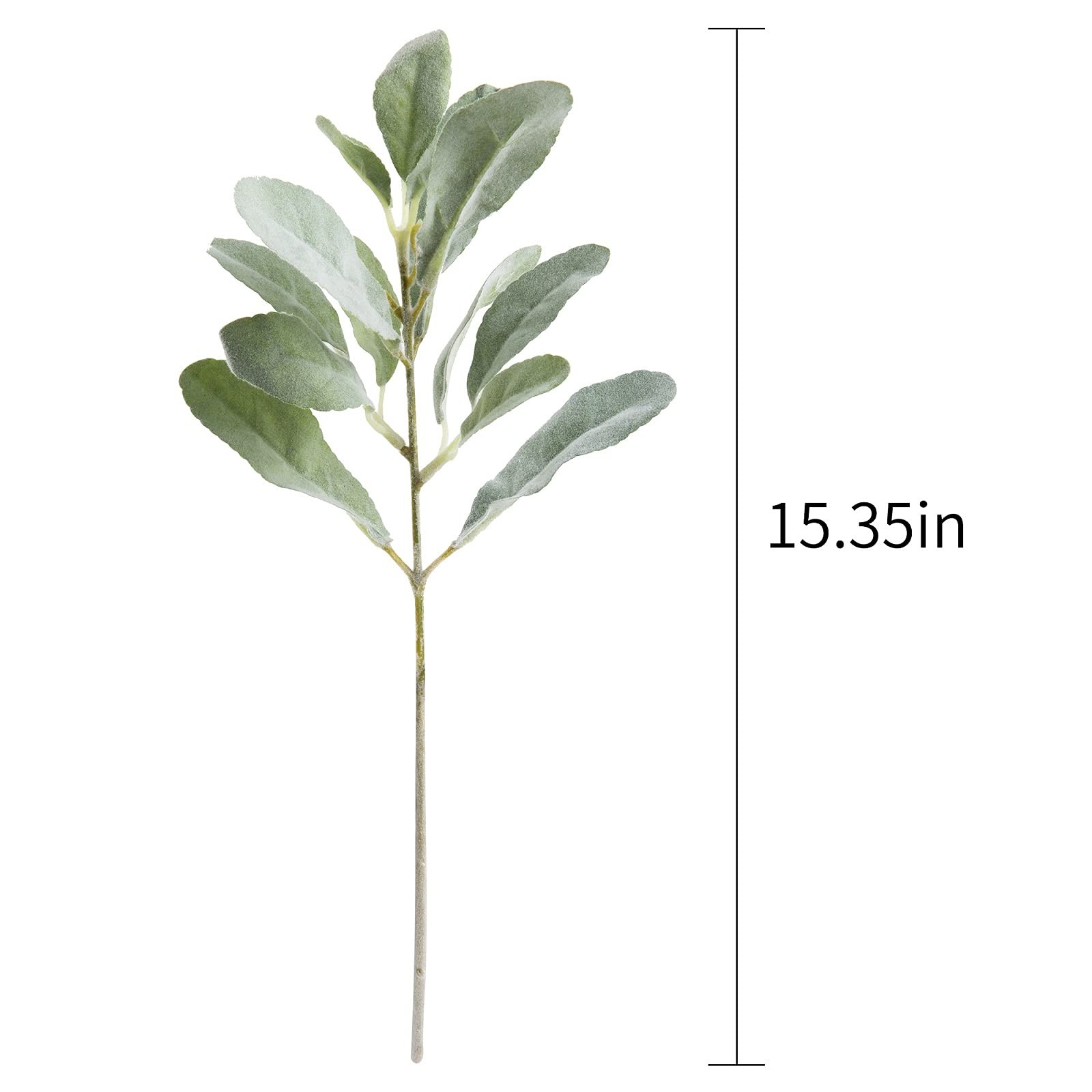 6pcs Artificial Lambs Ear Stems,14″ Flocked Sage Leaves Plants for Wedding Pa…