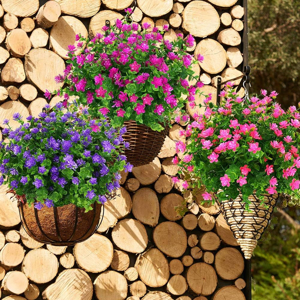 Artificial Flowers Fake Outdoor UV Resistant Boxwood Plants Shrubs 4 Pack, Faux