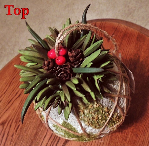 WOODLAND MOSS & PEBBLE STONE NATURAL ORNAMENT HANGER w/ PINE CONES SUCCULENTS