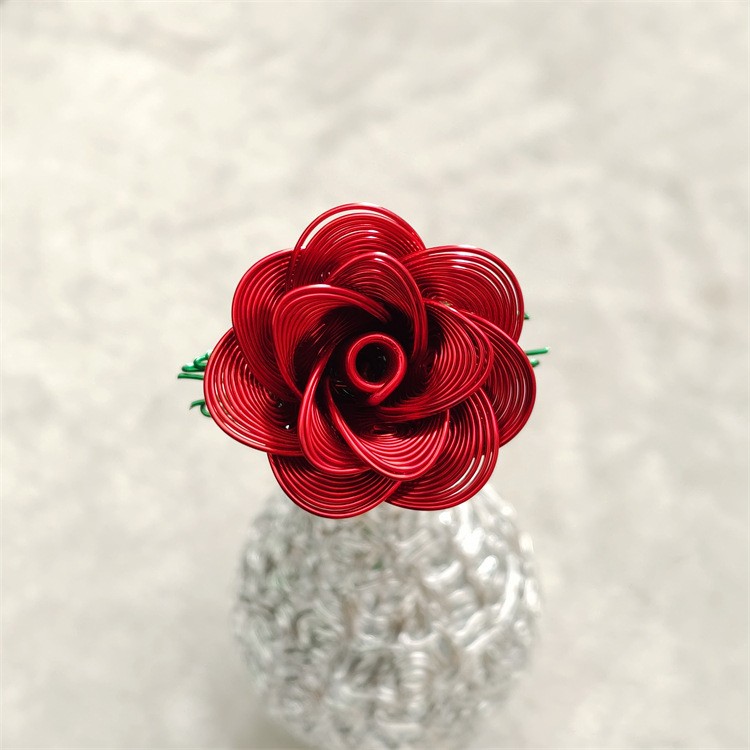 3Pcs Metal Aluminum Wire Woven Small Rose Model, Metal Aluminum Wire Handicraft