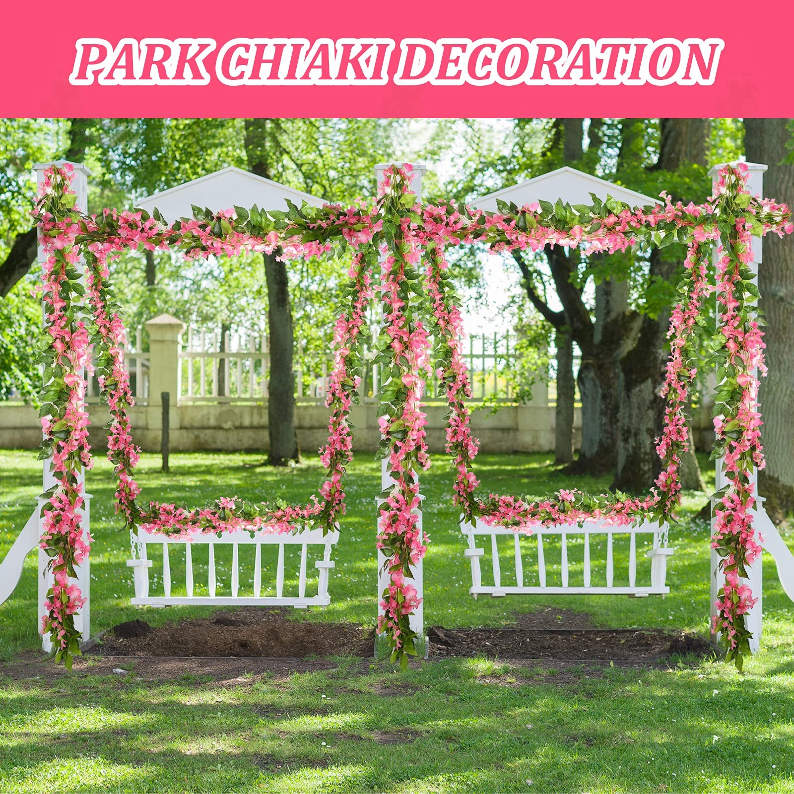 4 Pieces 26 ft in Total Pink Wisteria Garland Hanging Flowers Artificial Vine…