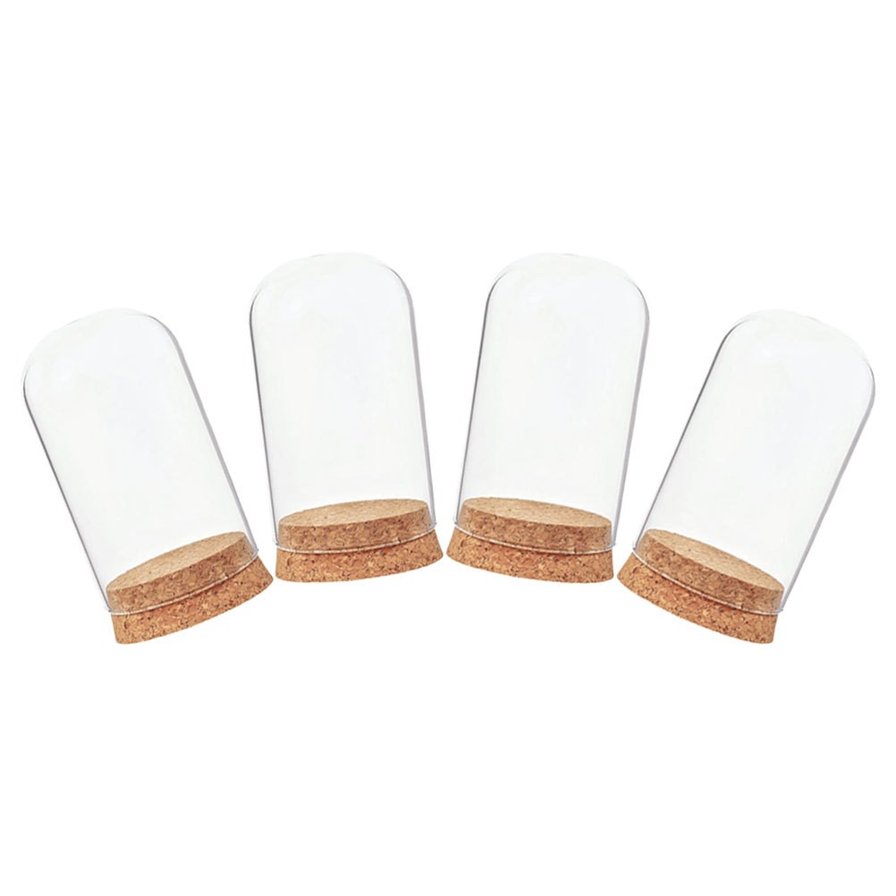 4Pcs Durable Glass Dome Covers Clear Glass Bell Jar for Preserved Flower Display