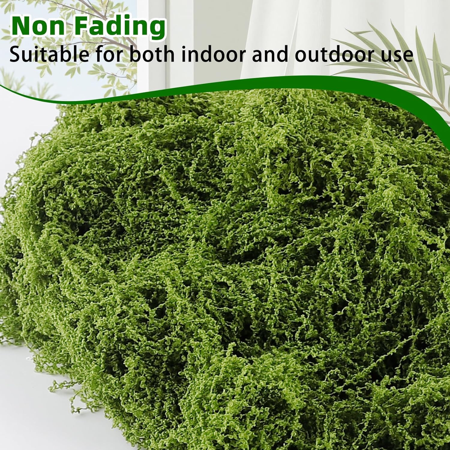 Artificial Moss for Crafts, 5.3OZ Fake Green Moss for Potted Plants, Faux Moss D