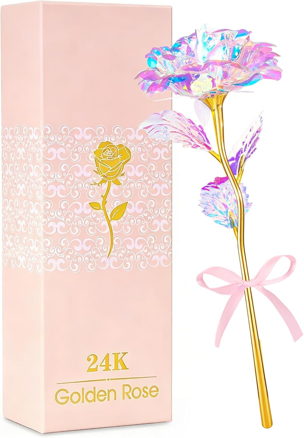 Galaxy Glass Rose Flower, Forever Eternal Rose in Gift Box, Preserved Crystal Ro