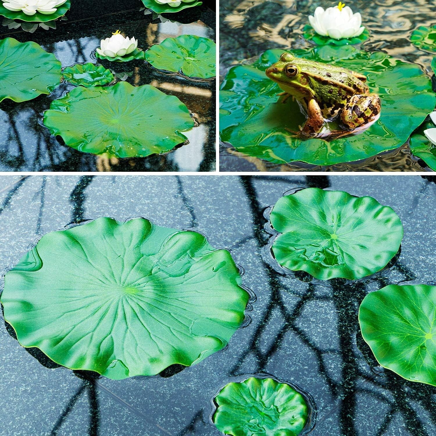 12 Pieces Realistic Lily Pads Leaves, Artificial Floating Foam Lotus Leaves, …