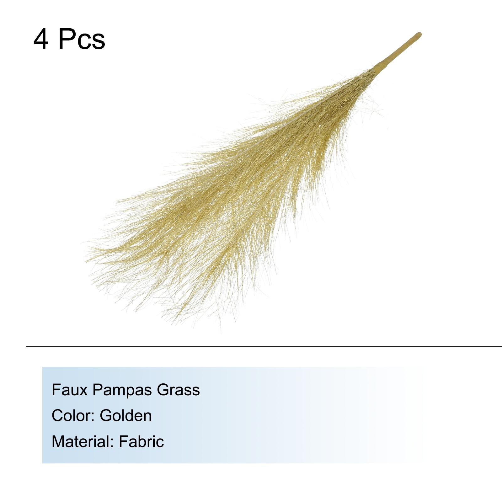 4 Pcs Pampas Grass 17.7″ Fake Pampas Grass for Wedding Decoration Golden