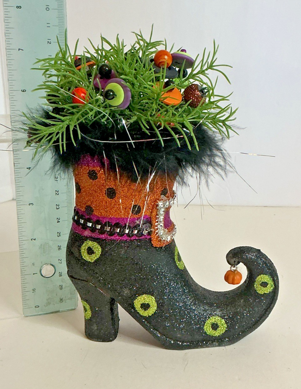 Vintage Halloween Witch’s Boot Button Bouquet One Of A Kind Handmade