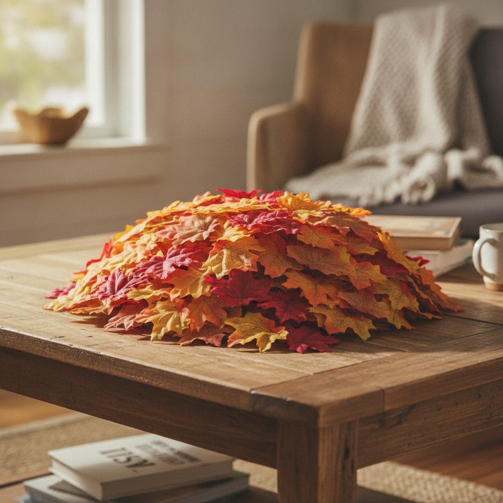 200psc Fake Fall Maple Leaves – Artificial Autumn Leaf Decorations for Home P…