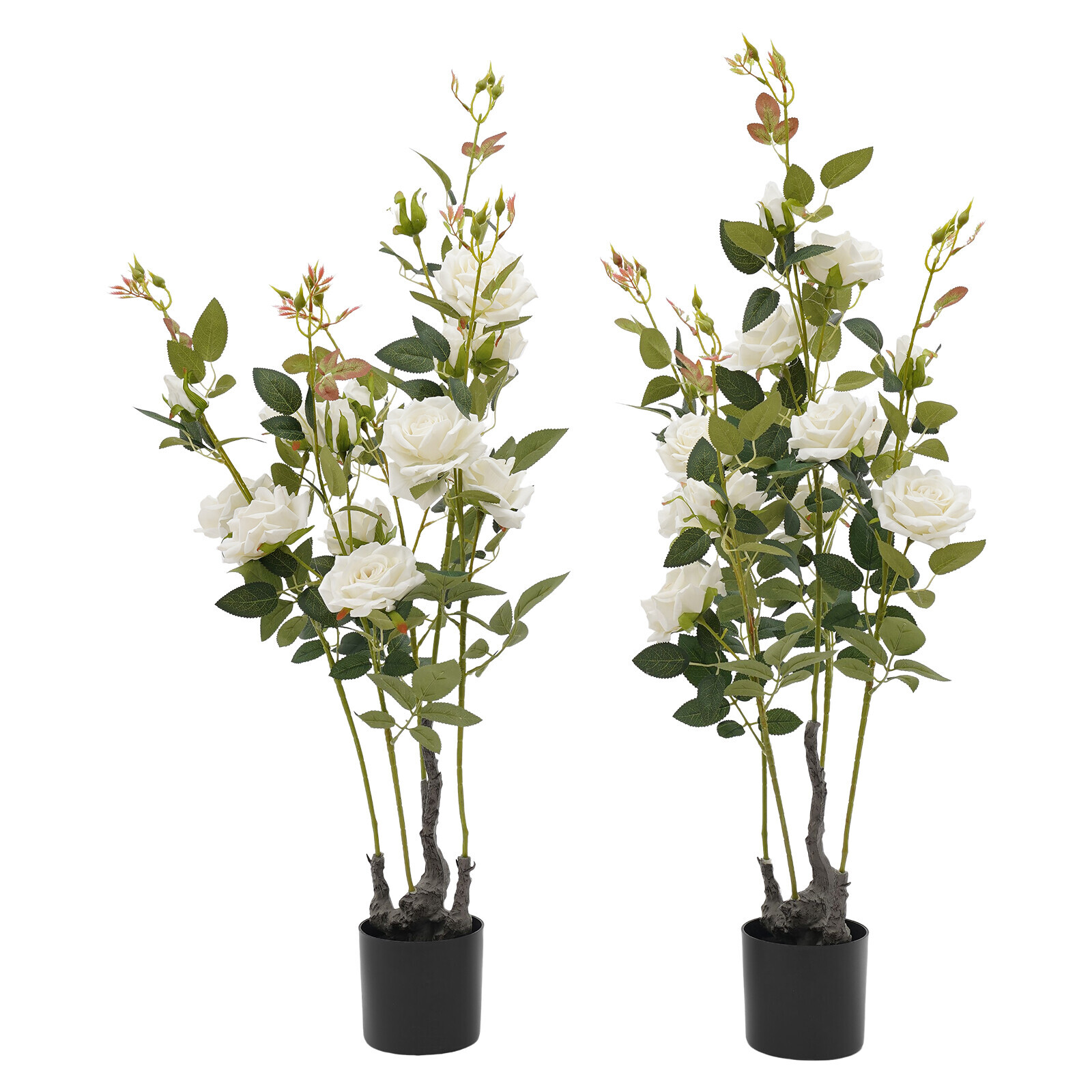 2 Pack 35.4″ Artificial Rose Tree Faux Floral Trees Artificial Flower Plant US！