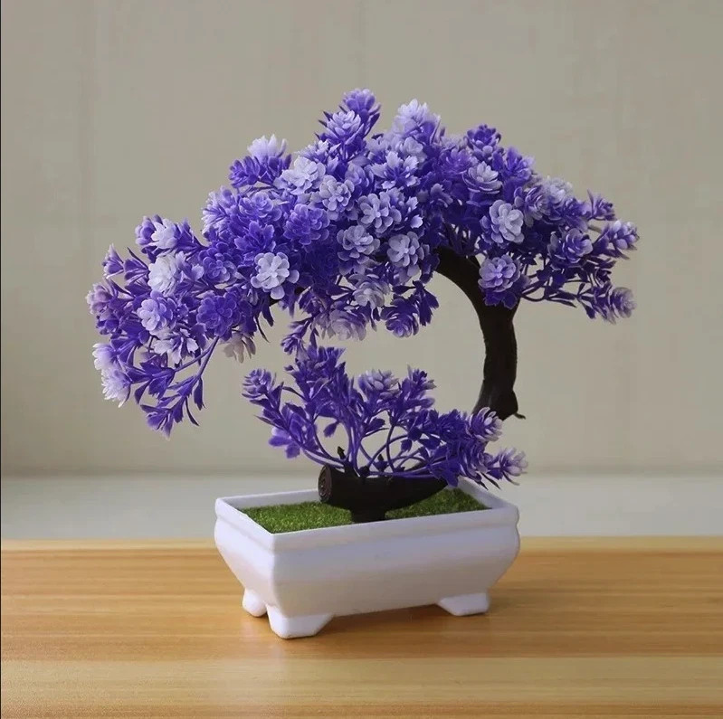 1pc Artificial Bonsai Plant Fake Flower Tree Potted Table Decor