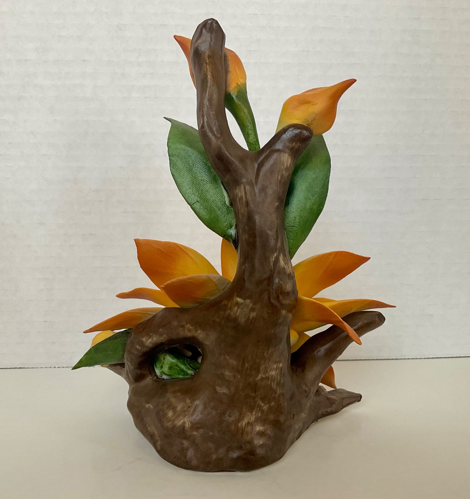 Capodimonte Orange Black Eyed Susan Floral Sculpture Made In Italy 6 3/4” VTG