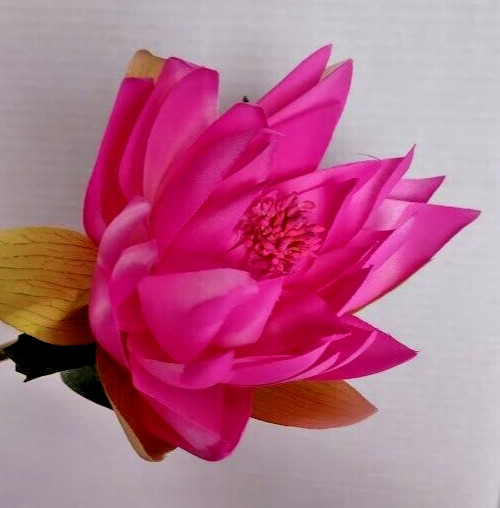 Artificial lotus blossom flower Stems (Six Stems) Fuchsia