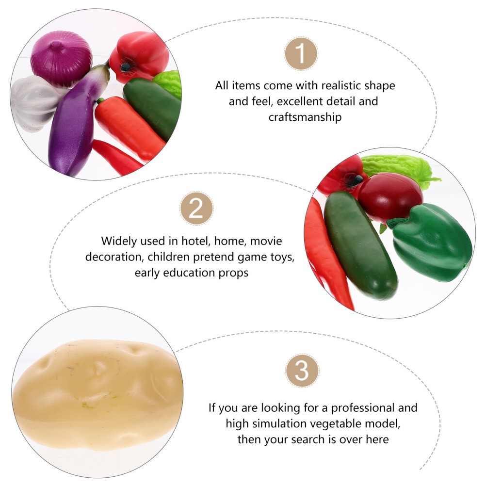 12Pcs Artificial Foam Vegetable Model Set Assorted Colors for Party Decor