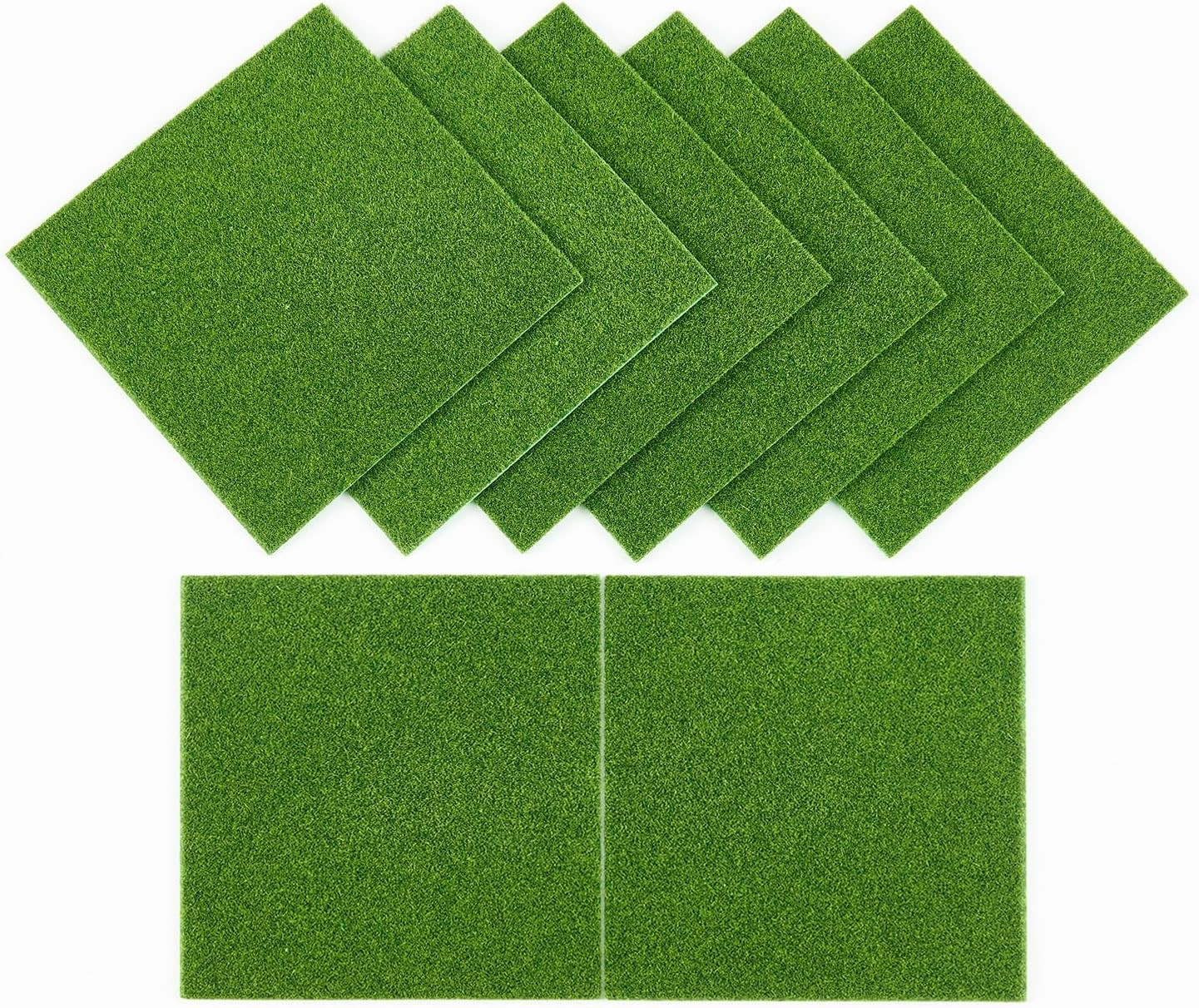 8 Pcs 6 X 6 Inch Fake Grass Decor for Crafts, Premium Realistic Artificial Grass