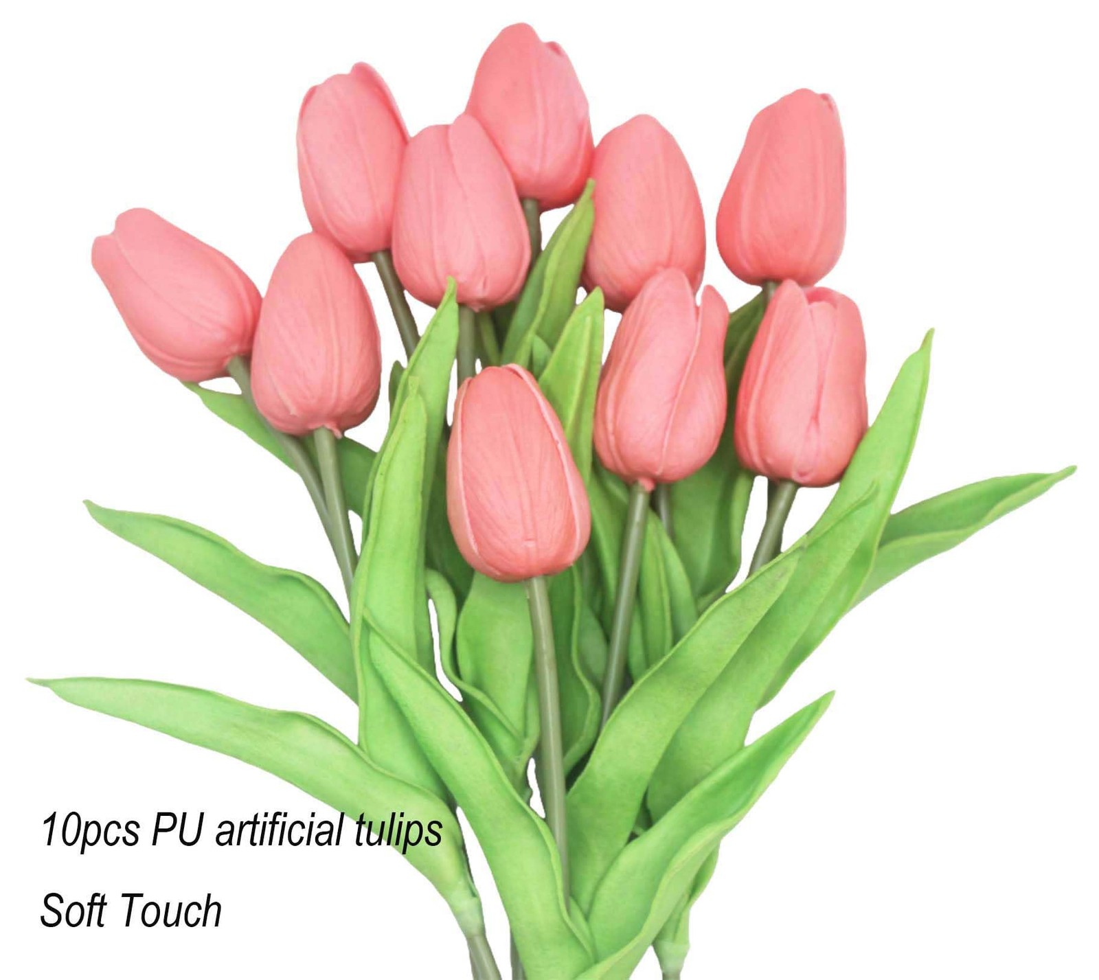10-Heads Artificial Flowers PU Mini Real Touch Tulip Bouquets for Home Weddin…