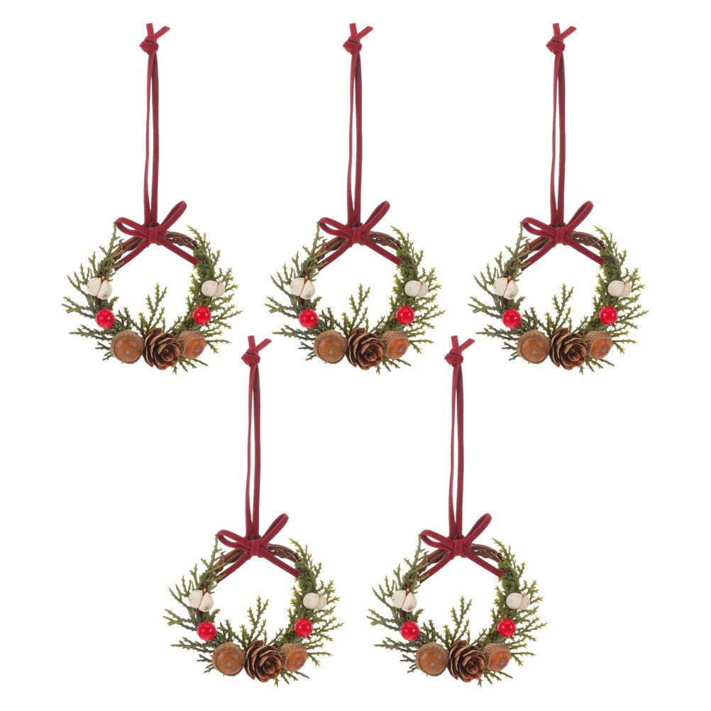 5 Pcs Farmhouse Front Door Decoration Christmas Mini Cabinet Wreaths