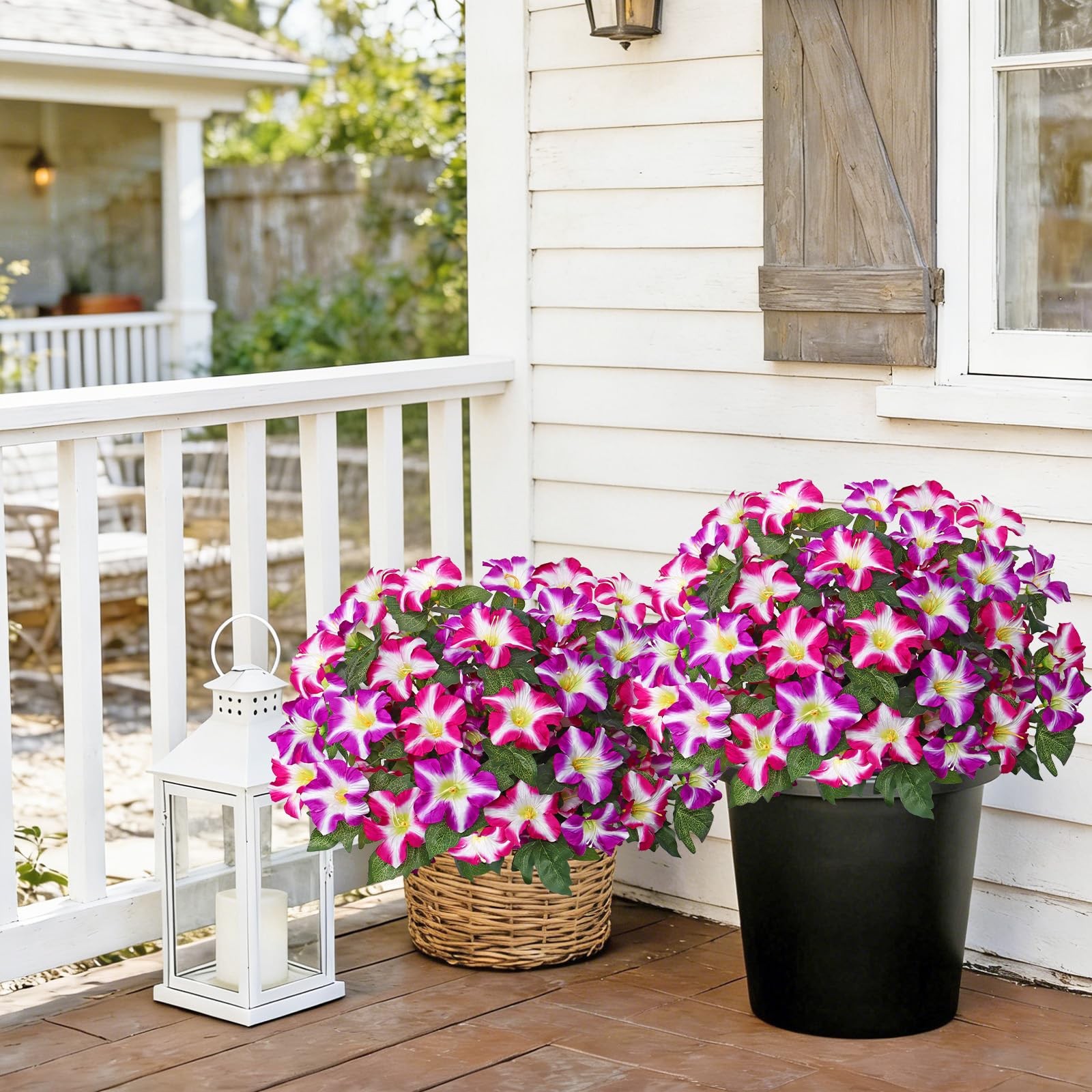 Faux Petunias Artificial Flowers for Outdoors 20.5 inch Large Petunias Fusia …