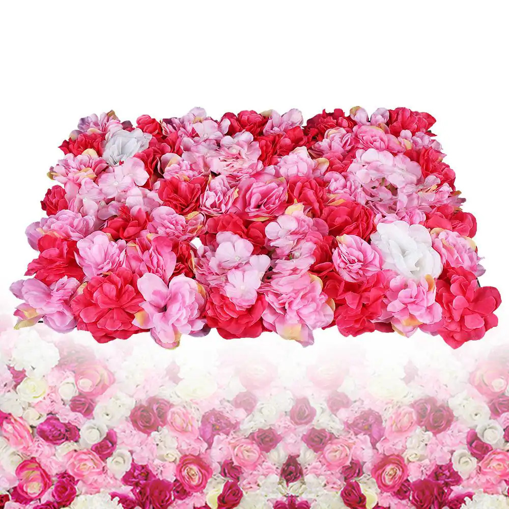 15.74 In. X 23.62 In. X 0.79 In. 6 Pieces Artificial Silk Rose Flower Wall Panel