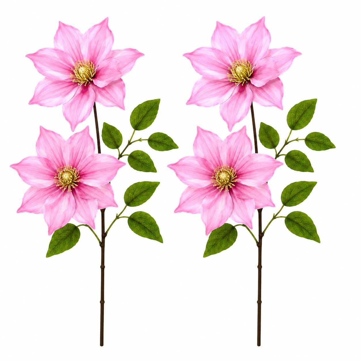 Light Pink Clematis Stem Faux Flower Spray 28 Inch Artificial Floral Stem Cottag