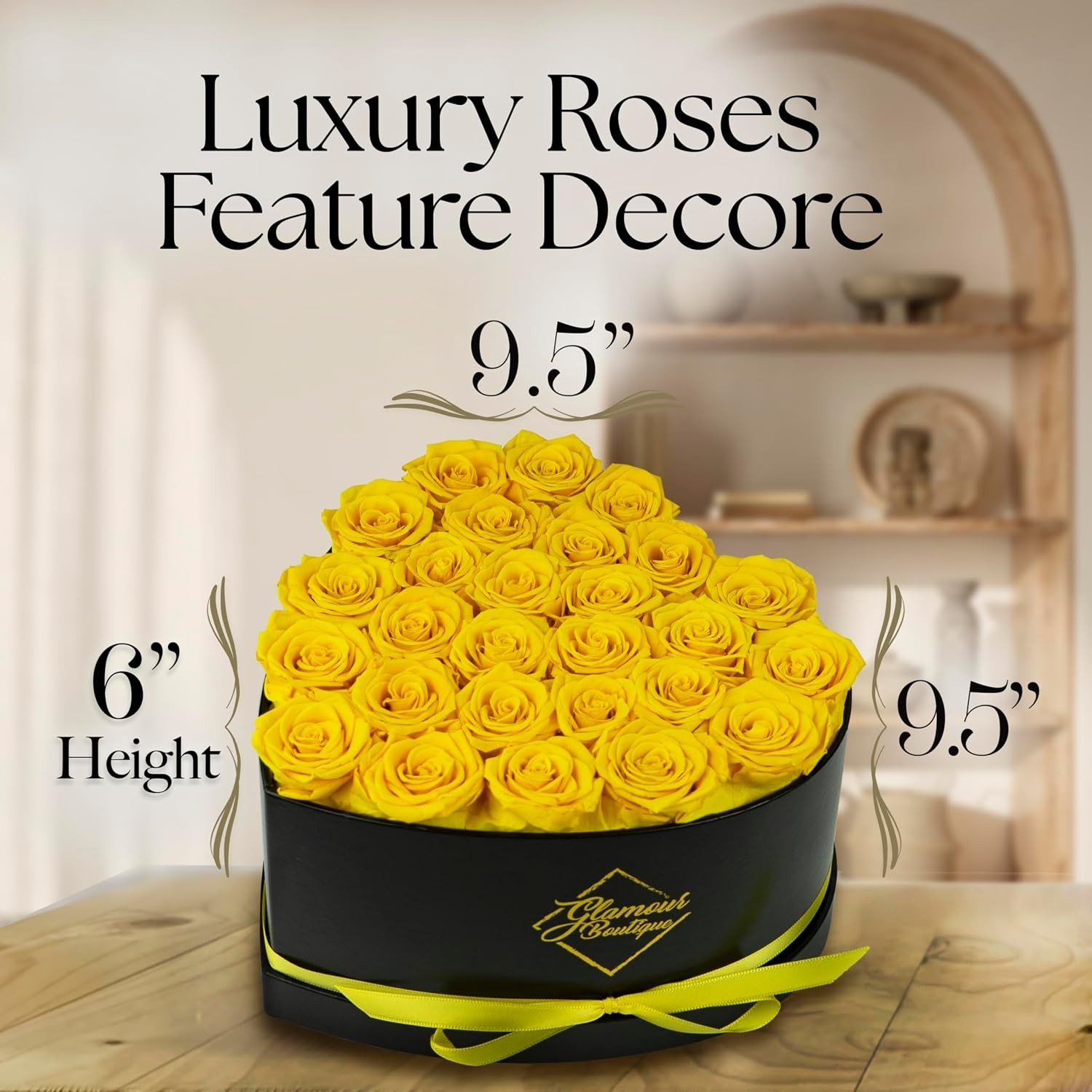 Eternal 27 Yellow Roses Heart Box – Preserved Flowers Gift for Her